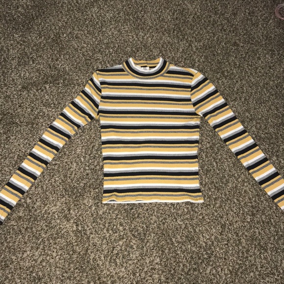 striped mock neck long sleeve